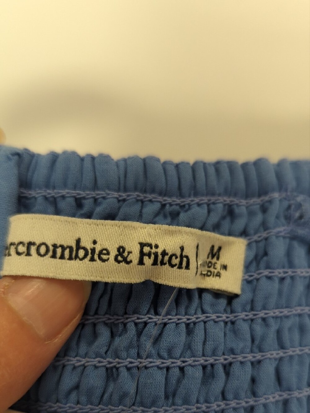 01444 Abercrombie + Fitch Pleated Strapless Maxi Dress Blue size Medium preppy - Picture 6 of 8